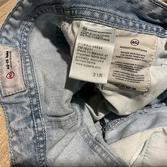 AG Everett Slim Straight Jeans Light Blue Faded Denim Size 31 33 W31 L33 31R - Picture 7 of 8